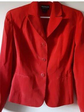 Red Silk Women's Tailored Blazer Jacket